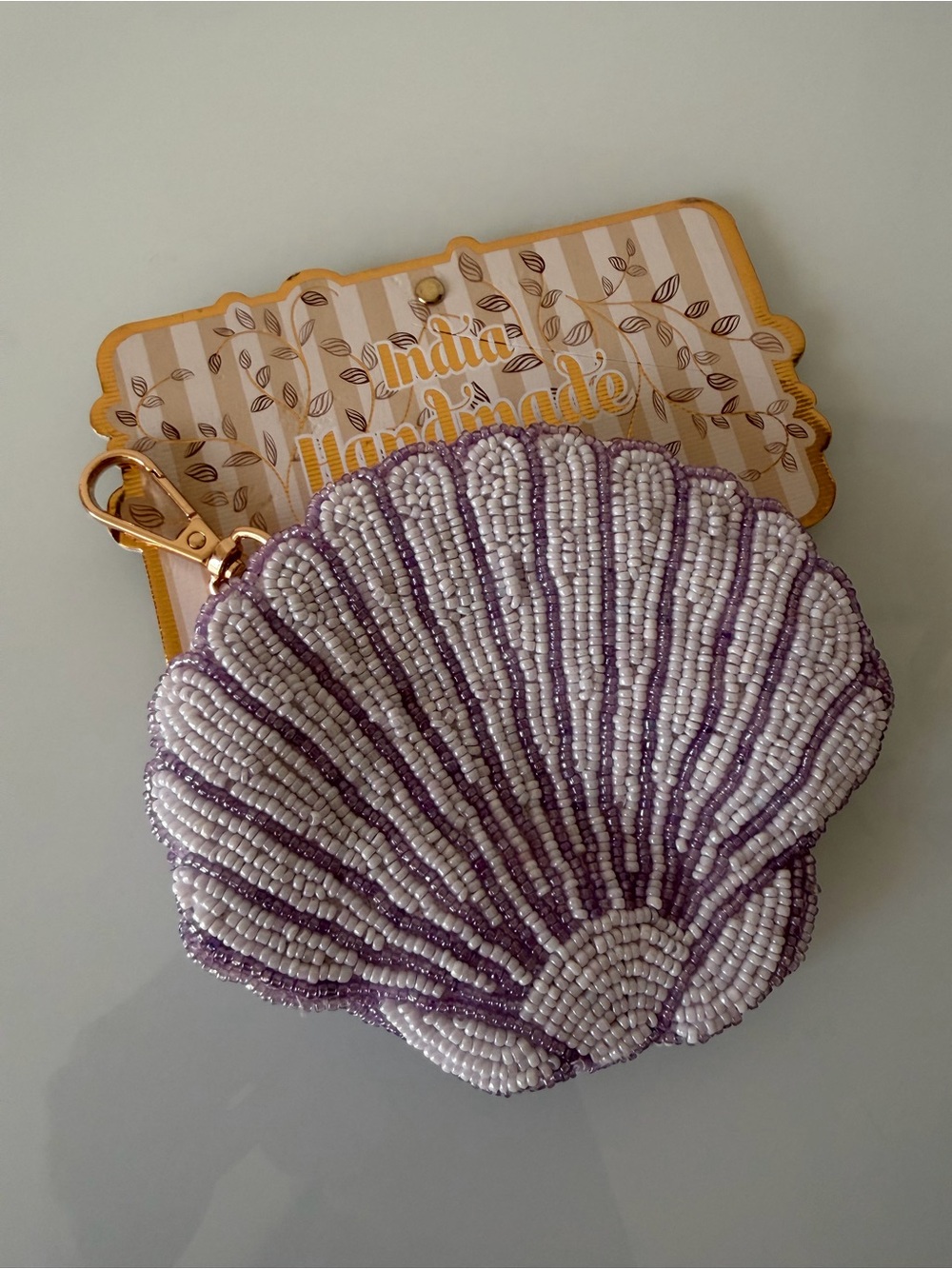 Beaded purple seashell Coin Purse wallet